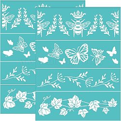 Self-Adhesive Silk Screen Printing Stencil, for Painting on Wood, DIY Decoration T-Shirt Fabric, Turquoise, Butterfly Pattern, 220x280mm(DIY-WH0338-047)