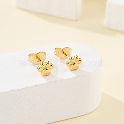 PVD Vacuum Plating 304 Stainless Steel Dog Paw Print Stud Earrings for Women, Golden, 5x6mm, Pin: 0.8mm(EJEW-P212-15G)