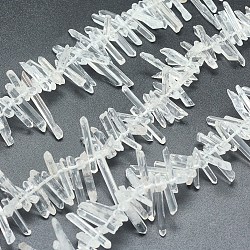 Natural Quartz Crystal Beads Strands, Rock Crystal Beads, Nuggets, 13~37x2~4mm, Hole: 0.5mm, about 14.9 inch(38cm)(G-P368-10)