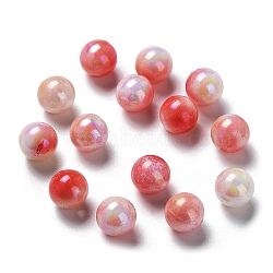 Two Tone Opaque Acrylic Beads, Round, Tomato, 10mm, Hole: 1.8mm, about 1020pcs/500g(SACR-P024-01B-W14)