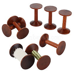 Retro Wood Bobbins, Thread Cord Bobbin for Sewing, Coconut Brown, 63x40mm(WOOD-WH0029-56)