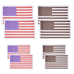 SUPERFINDINGS 4 Sheets 4 Style Waterproof Plastic Wall Stickers, with Adhesive Tape, For Car Decorations, The American National Flag, Mixed Color, 15~20.4x9~12.1x0.02cm, 2pcs/sheet, 1sheet/style(DIY-FH0004-07)