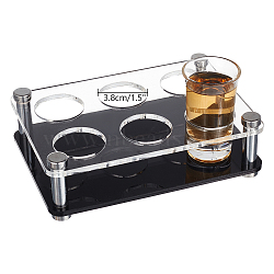 Acrylic Shot Glasses Holders, with 304 Stainless Steel Support Standoff Pins, Beer Wine Glasses Organizer Rack for Family Party Bar Pub, Rectangle, Black, 170x118x50mm(ODIS-WH0038-77B)