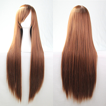 31.5 inch(80cm) Long Straight Cosplay Party Wigs, Synthetic Heat Resistant Anime Costume Wigs, with Bang, Camel, 31.5 inch(80cm)