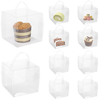 Clear Plastic Tall Cake Boxes, Bakery Cake Box Container, Square, Clear, Finished Product: 11x11x11cm