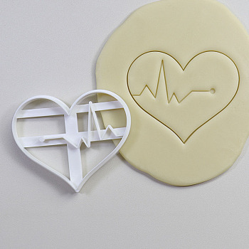 PP Plastic Cookie Cutters, Heartbeat, White, 73x93mm