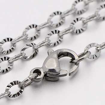 304 Stainless Steel Cable Chain Necklaces, with Lobster Claw Clasps, Stainless Steel Color, 19.7 inch(50cm), 3mm