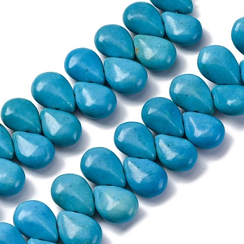 Synthetic Howlite Beads Strands, Teardrop, Top Drilled, 14x10x5mm, Hole: 0.8mm, about 71pcs/strand, 15.35 inch(39cm)