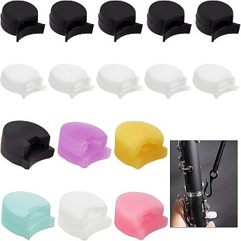 CHGCRAFT 6Pcs PE Plastic Thumb Rest Cushion, with 10Pcs Silicone Thumb Rest Cushion, Thumb Protector, for Clarinet, Oboe, Oval, Mixed Color, 19~21x18~20x9~12.5mm, Inner Diameter: 6.5~11x2~3mm