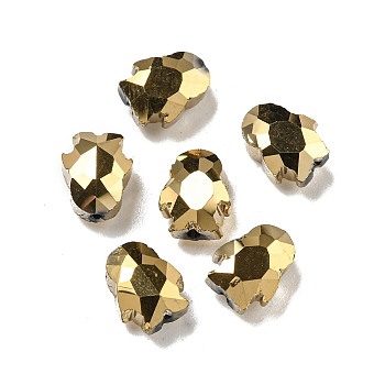 Electroplate Glass Beads, Faceted, Full Plated, Penguin, Light Gold Plated, 8x6.5x4.5mm, Hole: 1mm