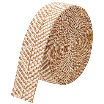 Polycotton Ribbons, Jacquard Ribbon, Stripe Pattern, BurlyWood, 1-1/2 inch(38mm)