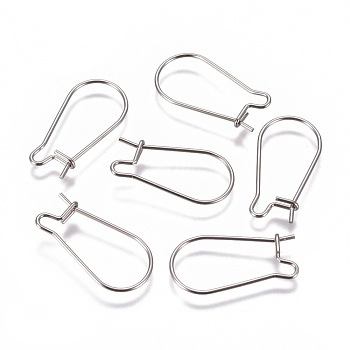 304 Stainless Steel Hoop Earrings Findings Kidney Ear Wires, Stainless Steel Color, 20x10.5x0.6mm, 22 Gauge, Pin: 0.6mm