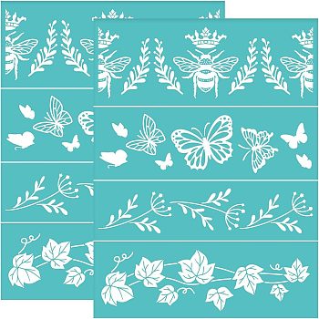 Self-Adhesive Silk Screen Printing Stencil, for Painting on Wood, DIY Decoration T-Shirt Fabric, Turquoise, Butterfly Pattern, 220x280mm