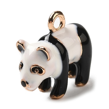 Alloy Enamel Animal Charms, 3D Panda Charms, White, 13x15x7mm, Hole: 1.6mm