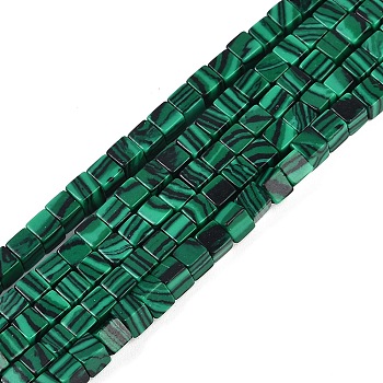 Synthetic Malachite Beads Strands, Cube, 3.5x3.5x3.5mm, Hole: 0.7mm, about 110pcs/strand, 15.16''(38.5cm)