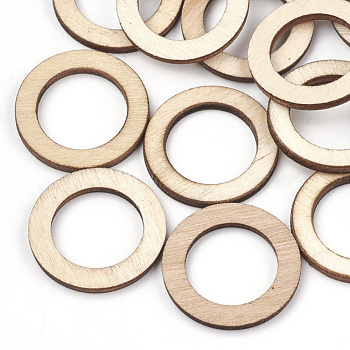 Laser Cut Wood Shapes, Unfinished Wooden Embellishments, Wooden Linking Rings, Ring, Wheat, 30x2.5mm, Inner Diameter: 20mm