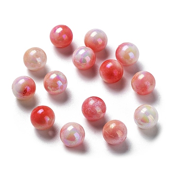 Two Tone Opaque Acrylic Beads, Round, Tomato, 10mm, Hole: 1.8mm, about 1020pcs/500g