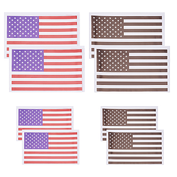 SUPERFINDINGS 4 Sheets 4 Style Waterproof Plastic Wall Stickers, with Adhesive Tape, For Car Decorations, The American National Flag, Mixed Color, 15~20.4x9~12.1x0.02cm, 2pcs/sheet, 1sheet/style