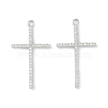 Brass Micro Pave Clear Cubic Zirconia Pendants(KK-E068-VF237)-2