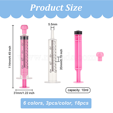 18Pcs 6 Colors Plastic Disposable Measurement Syringe with Cap(AJEW-OC0004-52A)-2