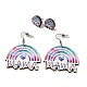 Mother's Day Theme Rainbow with Word Mama Wood Studs & Dangle Earrings Set(SJEW-K002-05)-1