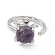 Natural Amethyst Turtle Open Cuff Ring(RJEW-P082-01P-01)-2