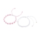 2Pcs 2 Colors Peach Blossom Braided Cord Bracelet(BJEW-JB07610-02)-1