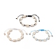 bracelet coquillage naturel et perles tressées turquoises synthétiques pour femme(BJEW-JB09245)-1