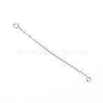 925 Sterling Silver Chain Extender, with Clasps & Curb Chains, Platinum, 80mm(FIND-WH0067-70C-01)