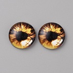 Glass Cabochons, Half Round/Dome with Eye Pattern, Coconut Brown, 18x5.5mm(GLAA-WH0033-75E-07)