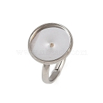304 Stainless Steel Cuff Ring Components, Bezel Cup Ring Settings, Flat Round, Stainless Steel Color, Tray: 14mm, Inner Diameter: 15.5mm(STAS-D372-05P-01D)