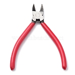 Carbon Steel Jewelry Pliers, Side Cutting Pliers, Side Cutter, with Random Pattern, with Random Pattern,, Ferronickel, Platinum, Red, 160x70x10mm(TOOL-D006-2A)