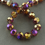 Electroplate Glass Beads Strands, AB Color Plated, Faceted(32 Facets), Round, Purple, 6x5mm, Hole: 1mm, about 100pcs/strand, 21 inch(X-EGLA-R016-6mm-13)