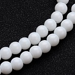 Opaque Color Glass Round Bead Strands, White, 10mm, Hole: 1mm, about 32pcs/strand, 11 inch(GLAA-I026-10mm-02)