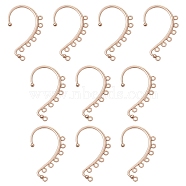 Alloy Ear Cuff Findings, with 7 Loops, Ear Wrap Earring Hooks for Non Piercing Earring Making, Light Gold, 58x35x2mm, Hole: 2.5mm(FIND-YW0003-93KCG)