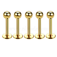 304 Stainless Steel Round Threadless Labrets for Women Men, Golden, Pin: 1.2x6mm, Head: 3mm(WG9B6EB-23)