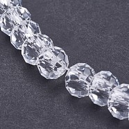 Transparent Glass Beads, Faceted Rondelle, White, 8x5mm, Hole: 3mm(GLAA-S102-11)