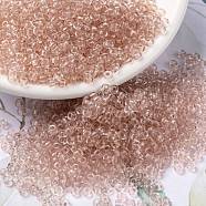 MIYUKI Round Rocailles Beads, Japanese Seed Beads, 8/0, (RR155) Transparent Light Tea Rose, 8/0, 3mm, Hole: 1mm, about 422~455pcs/10g(X-SEED-G008-RR0155)