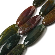 Natural Indian Agate Beads Strands, Flat Oval, 30x13x5.5mm, Hole: 1mm, about 13pcs/strand, 15.35''(39cm)(G-B078-E04-01)