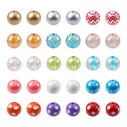 70Pcs 7 Style AB-Color Plated & Bubblegum & Solid Color & Spray Painted Transparent Acrylic Beads, Round, Mixed Color, 19~20mm, Hole: 2~3mm, 10pcs/style(MACR-CD0001-03)
