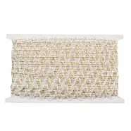Polyester Lace Trim for Curtain, Home Textile Decor, Gold, White, 1/2 inch(12mm)(OCOR-K007-10B-01)