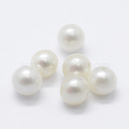 Natural Cultured Freshwater Pearl Beads, Grade 3A, Half Drilled, Round, Floral White, 3.5~4mm, Hole: 0.8mm(PEAR-P056-011)