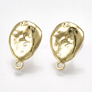 Alloy Stud Earring Findings, with Steel Pins and Loop, Light Gold, 18x12.5mm, Hole: 1.6mm, Pin: 0.7mm(PALLOY-T065-37)