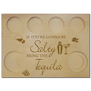 Wooden Wine Serving Tray, Rectangle, Drink Pattern, 180x250x12.5mm(AJEW-WH0269-016)