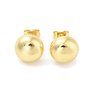 Flower/Round Rack Plating Brass Stud Earring, Long-Lasting Plated, Round, 11mm(EJEW-C078-03B-G)