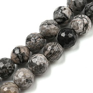 Natural Map Stone/Picasso Stone/Picasso Jasper Beads Strands, Faceted(128 Facets), Round, 8~8.5mm, Hole: 1.2mm, about 47pcs/strand, 14.80~14.96 inch(37.6~38cm)(G-C079-B05-02)