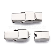 Non-Tarnish Smooth Surface 201 Stainless Steel Watch Band Clasps, Stainless Steel Color, 25x9x6mm, Hole: 6x3mm(X-STAS-R063-64)