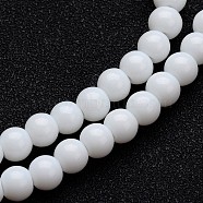 Opaque Color Glass Round Bead Strands, White, 10mm, Hole: 1mm, about 32pcs/strand, 11 inch(GLAA-I026-10mm-02)