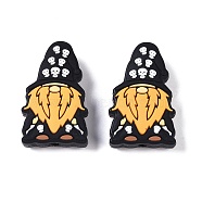 Halloween Food Grade Silicone Focal Beads, Silicone Teething Beads, Gnome, 29x28x8mm, Hole: 2mm(SIL-Z022-01F)