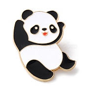 Cartoon Panda Enamel Pins, Light Gold Tone Alloy Badge for Backpack Clothes, Panda, 31.5x23mm(JEWB-G033-01A)